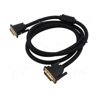 Cable | DVI-D (24+1) plug,both sides | PVC | textile | 0.5m | black