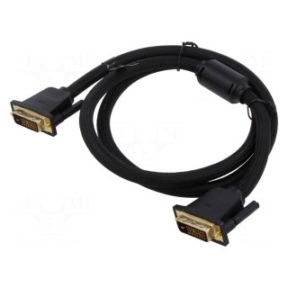 Cable | DVI-D (24+1) plug,both sides | PVC | textile | 1m | black