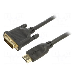 Cable | DVI-D (24+1) plug,HDMI plug | PVC | 1.8m | black | Core: Cu
