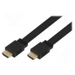 Cable | HDCP 2.2,HDMI 2.0,flat | HDMI plug,both sides | PVC | 5m