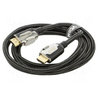 Cable | HDCP 2.2,HDMI 2.1 | HDMI plug,both sides | PVC | textile | 3m