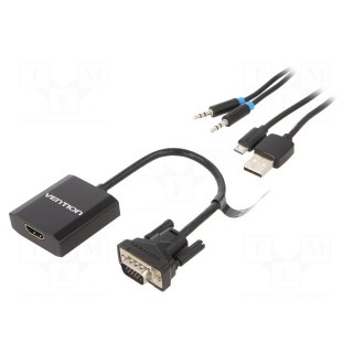 Converter | HDMI 1.4 | D-Sub 15pin HD plug,HDMI socket | 0.15m