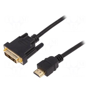Cable | HDMI 1.4 | DVI-D (18+1) plug,HDMI plug | 2m | black | 30AWG