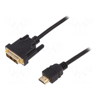 Cable | HDMI 1.4 | DVI-D (18+1) plug,HDMI plug | 3m | black | 30AWG
