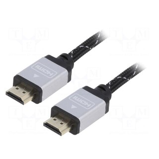 Cable | HDMI 1.4 | HDMI plug,both sides | textile | 5m | black | 30AWG