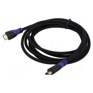 Cable | HDMI 1.4 | HDMI plug,both sides | Len: 3m | black | 30AWG