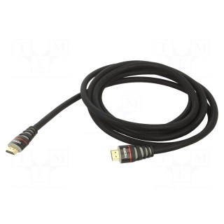 Cable | HDMI 1.4 | HDMI plug,both sides | PVC | textile | 3m | black