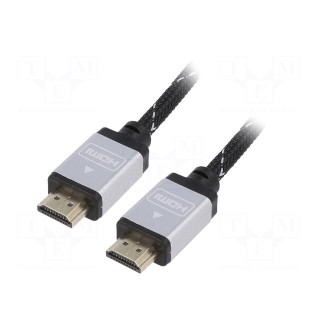Cable | HDMI 1.4 | HDMI plug,both sides | textile | 7.5m | black | 30AWG