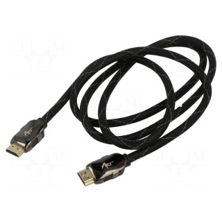 Cable | HDMI 1.4 | HDMI plug,both sides | textile | 1.5m | black