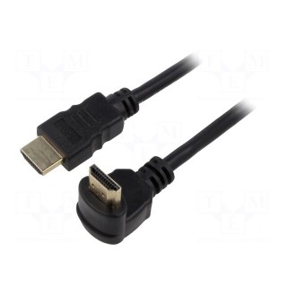 Cable | HDMI 1.4 | HDMI plug,HDMI plug 90° | Len: 1.5m | black | 30AWG