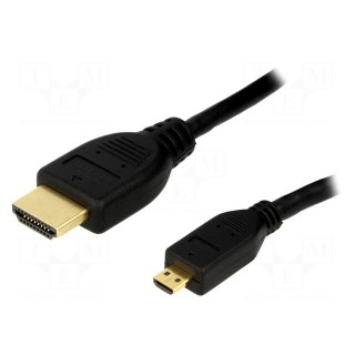 Cable | HDMI 1.4 | HDMI micro plug,HDMI plug | 2m | black