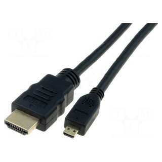 Cable | HDMI 1.4 | HDMI micro plug,HDMI plug | 1m | black