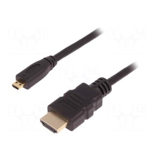 Cable | HDMI 1.4 | HDMI plug,micro HDMI plug | PVC | 3m | black | black