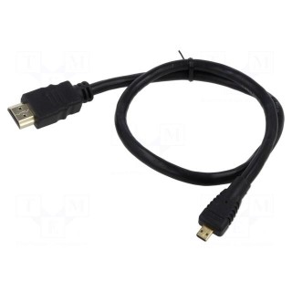 Cable | HDMI 1.4 | HDMI plug,micro HDMI plug | Len: 0.5m | black