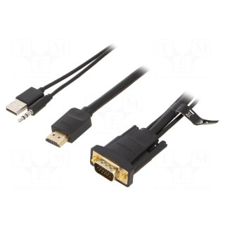 Cable | HDMI 1.4 | PVC | 1m | black | 32AWG | Core: Cu,tinned