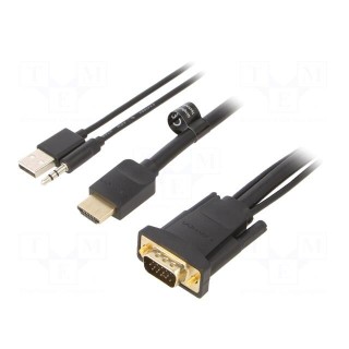 Cable | HDMI 1.4 | PVC | 2m | black | 32AWG | Core: Cu,tinned