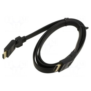 Cable | HDMI 1.4,flat | HDMI plug movable ±90°,both sides | 1.5m