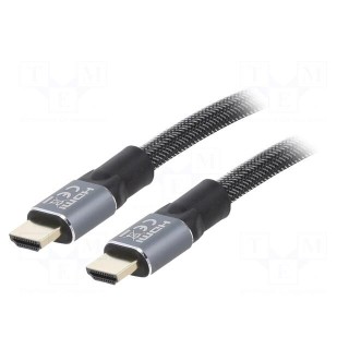 Cable | HDMI 2.0 | HDMI plug,both sides | textile | 10m | black | 26AWG