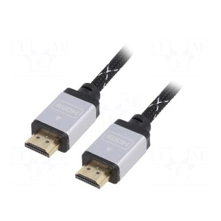 Cable | HDMI 2.0 | HDMI plug,both sides | textile | 1.5m | black | 30AWG