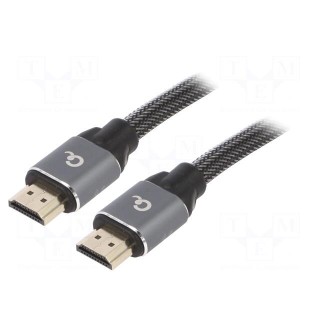 Cable | HDMI 2.0 | HDMI plug,both sides | textile | 1m | black | 28AWG