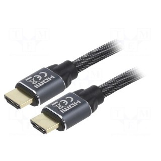 Cable | HDMI 2.0 | HDMI plug,both sides | textile | 7.5m | black | 26AWG