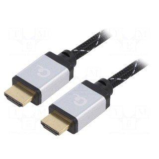 Cable | HDMI 2.0 | HDMI plug,both sides | textile | 2m | black | 30AWG