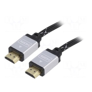 Cable | HDMI 2.0 | HDMI plug,both sides | textile | 3m | black | 30AWG