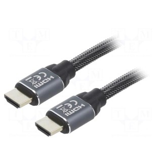 Cable | HDMI 2.0 | HDMI plug,both sides | textile | 5m | black | 28AWG