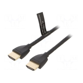 Cable | HDMI 2.0 | HDMI plug,both sides | PVC | 0.5m | black | 32AWG