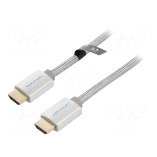 Cable | HDMI 2.0 | HDMI plug,both sides | PVC | textile | 5m | silver