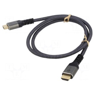 Cable | HDMI 2.0 | HDMI plug,both sides | PVC | textile | Len: 1m