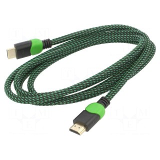 Cable | HDMI 2.0 | HDMI plug,both sides | textile | Len: 1.8m | 30AWG
