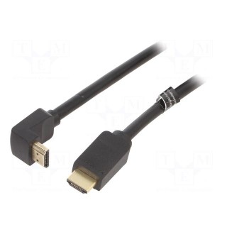 Cable | HDMI 2.0 | HDMI plug,HDMI plug 270° | PVC | 3m | black | 30AWG