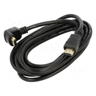 Cable | HDMI 2.0 | HDMI plug,HDMI plug 90° | Len: 3m | black | 30AWG
