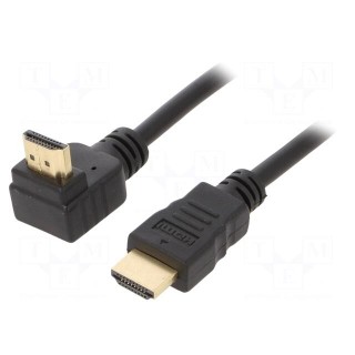 Cable | HDMI 2.0 | HDMI plug,HDMI plug 90° | PVC | 1.8m | black | 30AWG