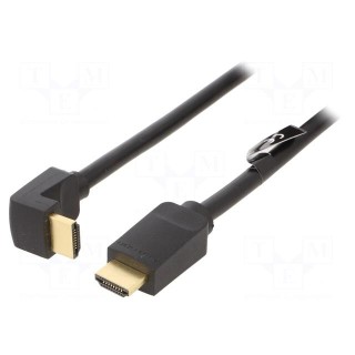 Cable | HDMI 2.0 | HDMI plug,HDMI plug 90° | PVC | 3m | black | 30AWG