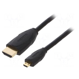 Cable | HDMI 2.0 | HDMI plug,micro HDMI plug | PVC | 1.5m | black