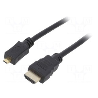 Cable | HDMI 2.0 | HDMI plug,micro HDMI plug | PVC | Len: 1m | black