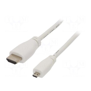 Cable | HDMI 2.0 | HDMI plug,micro HDMI plug | 1m | white