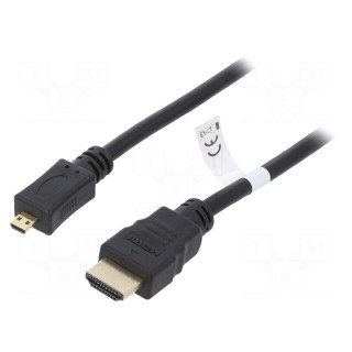 Cable | HDMI 2.0 | HDMI plug,micro HDMI plug | PVC | Len: 2m | black