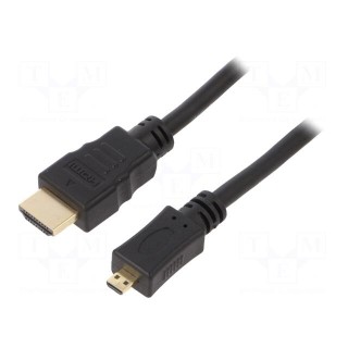 Cable | HDMI 2.0 | HDMI plug,micro HDMI plug | PVC | Len: 3m | black