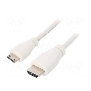 Cable | HDMI 2.0 | HDMI plug,mini HDMI plug | 1m | white