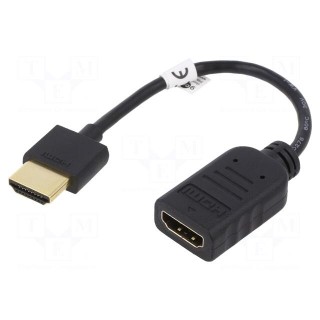 Cable | HDMI 2.0 | HDMI socket,HDMI plug | 0.1m | black