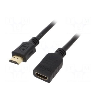 Cable | HDMI 2.0 | HDMI socket,HDMI plug | PVC | 0.5m | black | 30AWG