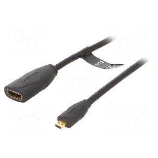 Cable | HDMI 2.0 | HDMI socket,micro HDMI plug | PVC | 1m | black