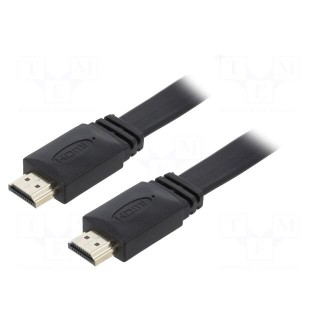 Cable | HDMI 2.0,flat | HDMI plug,both sides | PVC | 1m | black | 30AWG