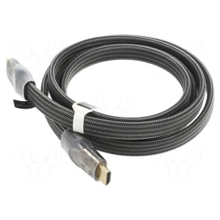 Cable | HDMI 2.0,flat | HDMI plug,both sides | PVC | textile | black