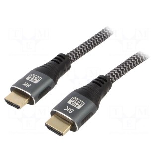 Cable | HDMI 2.1 | HDMI plug,both sides | textile | 3m | black | Core: Cu