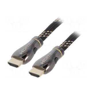 Cable | HDMI 2.1 | HDMI plug,both sides | textile | 2m | black | 28AWG