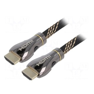 Cable | HDMI 2.1 | HDMI plug,both sides | textile | 3m | black | 28AWG